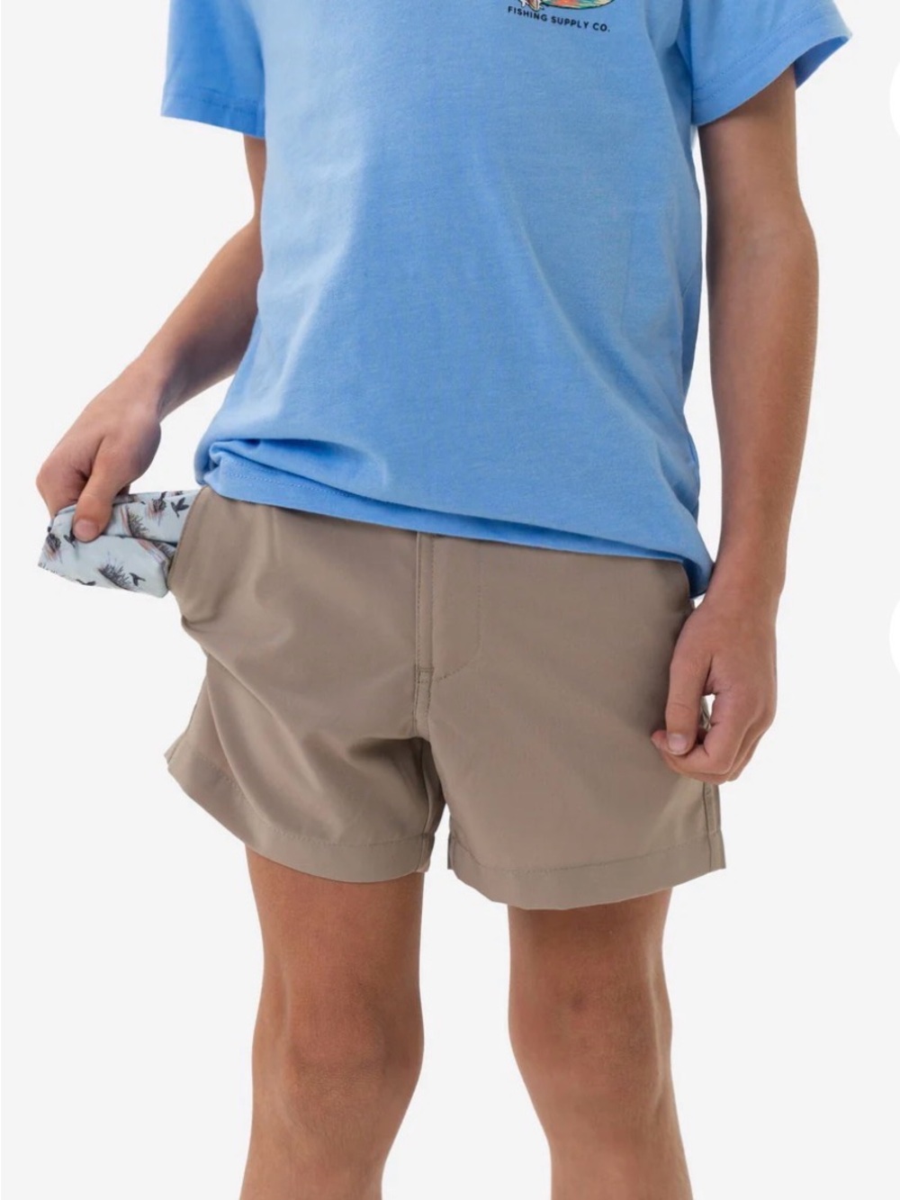 Burlebo Youth Everyday Short- Cobblestone Khaki Duck Hunt Camo Pocket